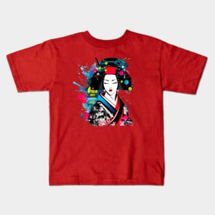 Geisha painting - colorful japan lovers design Kids T-Shirt